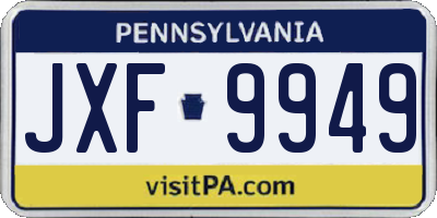 PA license plate JXF9949