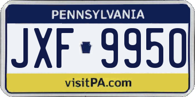 PA license plate JXF9950
