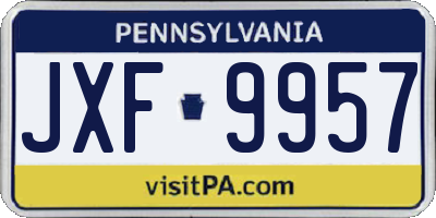 PA license plate JXF9957