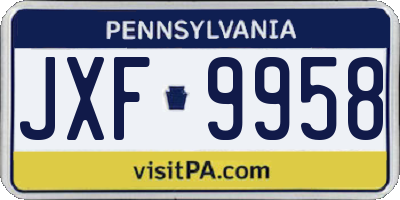 PA license plate JXF9958