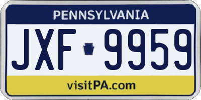 PA license plate JXF9959