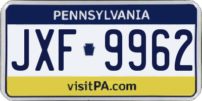 PA license plate JXF9962