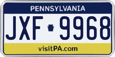 PA license plate JXF9968