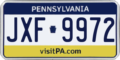PA license plate JXF9972