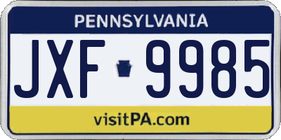 PA license plate JXF9985