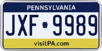 PA license plate JXF9989