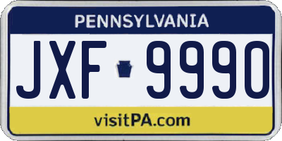PA license plate JXF9990