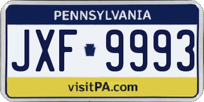 PA license plate JXF9993