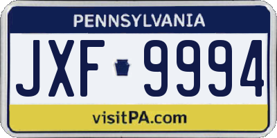 PA license plate JXF9994