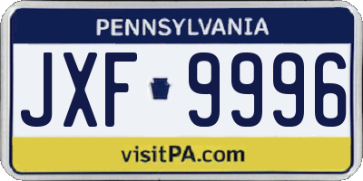 PA license plate JXF9996