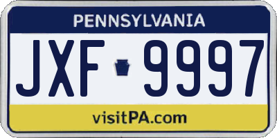 PA license plate JXF9997