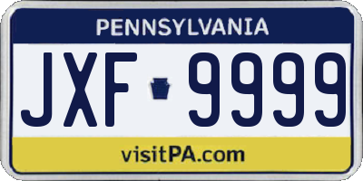 PA license plate JXF9999