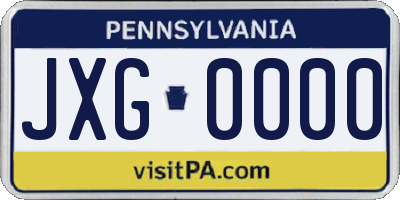 PA license plate JXG0000
