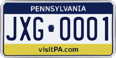 PA license plate JXG0001
