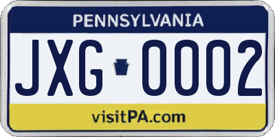 PA license plate JXG0002