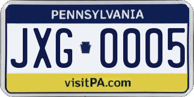 PA license plate JXG0005