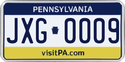 PA license plate JXG0009