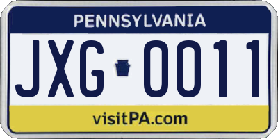 PA license plate JXG0011