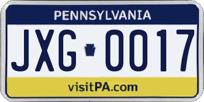 PA license plate JXG0017