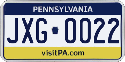 PA license plate JXG0022
