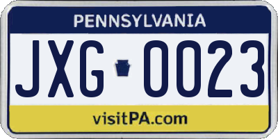 PA license plate JXG0023