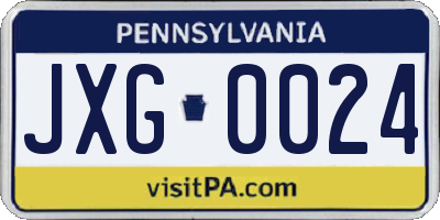 PA license plate JXG0024