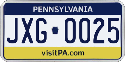 PA license plate JXG0025
