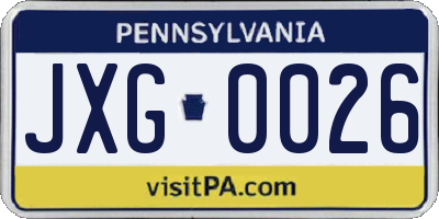 PA license plate JXG0026