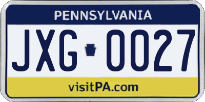 PA license plate JXG0027