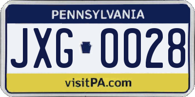 PA license plate JXG0028