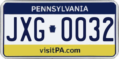 PA license plate JXG0032