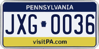 PA license plate JXG0036