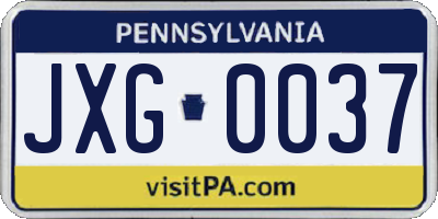 PA license plate JXG0037