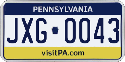 PA license plate JXG0043