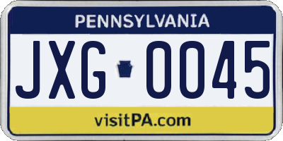 PA license plate JXG0045