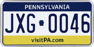 PA license plate JXG0046