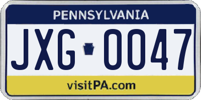 PA license plate JXG0047