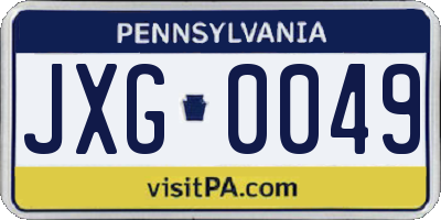 PA license plate JXG0049
