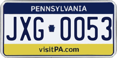 PA license plate JXG0053