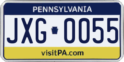 PA license plate JXG0055