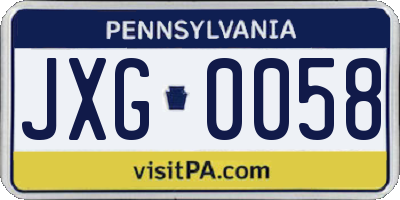 PA license plate JXG0058