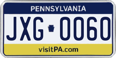 PA license plate JXG0060