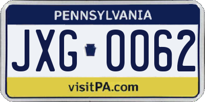 PA license plate JXG0062
