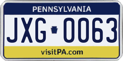 PA license plate JXG0063