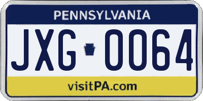 PA license plate JXG0064