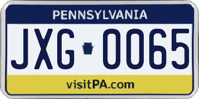 PA license plate JXG0065