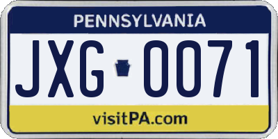 PA license plate JXG0071