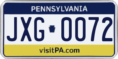 PA license plate JXG0072