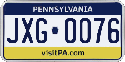 PA license plate JXG0076