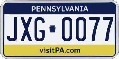 PA license plate JXG0077